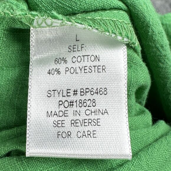 Hausen Mini Romper Womens Large Smocked Puff Sleeve Cottage Boho Pockets Stretch - Picture 16 of 16